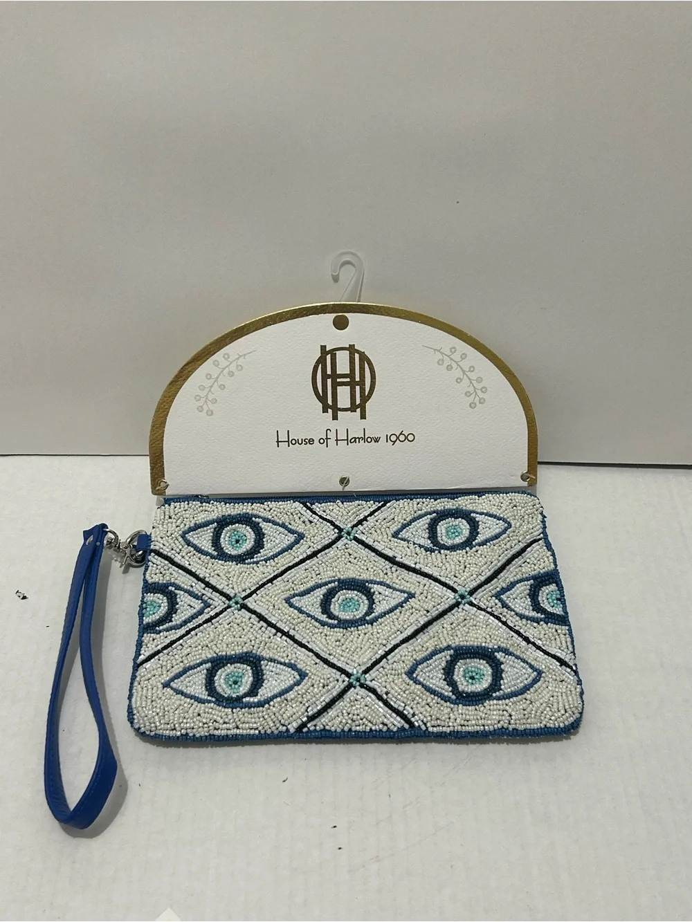 House of Harlow Evil Eye Beaded Travel Pouch Wristlet Clutch Bag Esoteric Boho